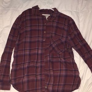 Garage women’s purple plaid shirt, boyfriend fit